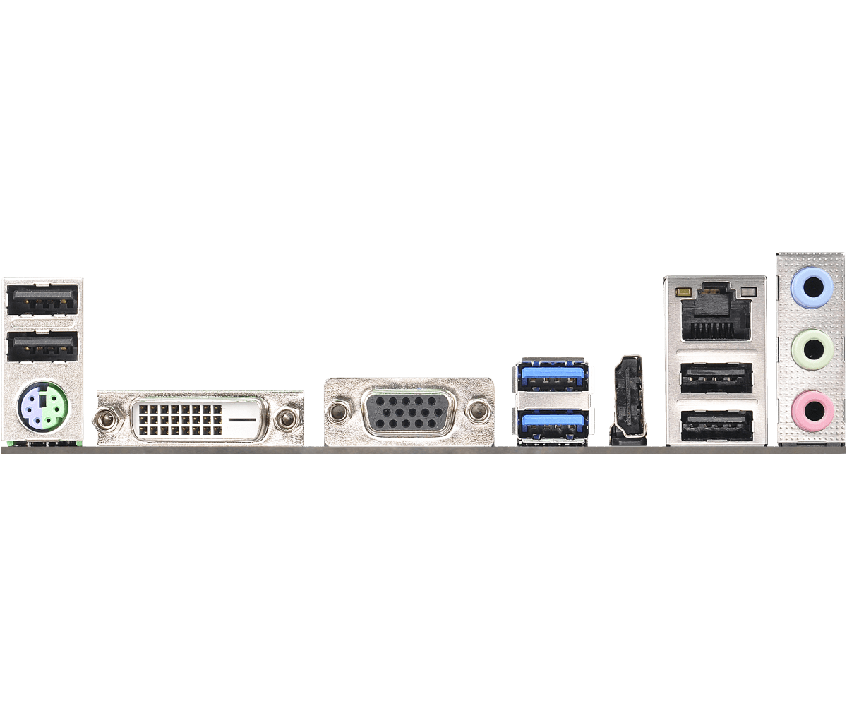 ASRock FM2A88M-HD+ R3.0 rear I/O panel showing power connector, parallel port, VGA port, USB headers, SATA connectors, and audio jacks
