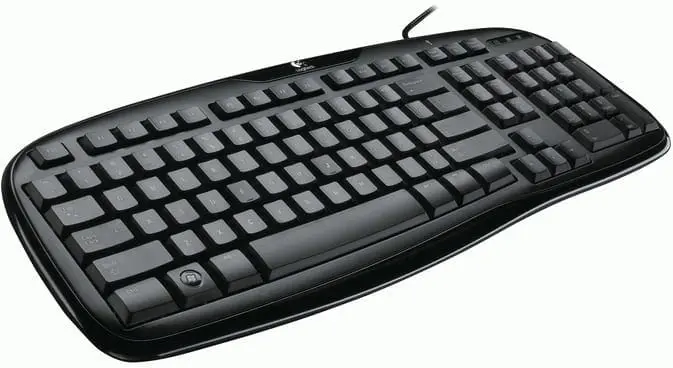 Logitech Classic Keyboard 200 toetsenbord - bovenaanzicht met zwarte toetsen en aangesloten kabel