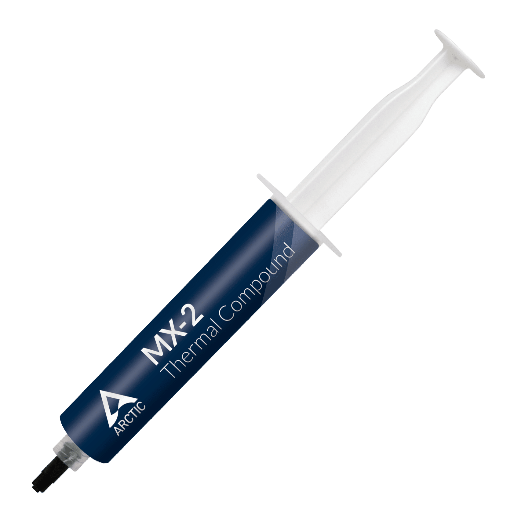ARCTIC MX-2 Thermal Compound koelpasta in spuit met witte zuiger tegen witte achtergrond, productaanzicht