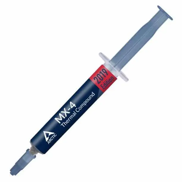 ARCTIC MX-4 Thermal Compound koelpasta spuit met blauwe cilinder en grijze zuiger, 2019 Edition, 4 gram inhoud