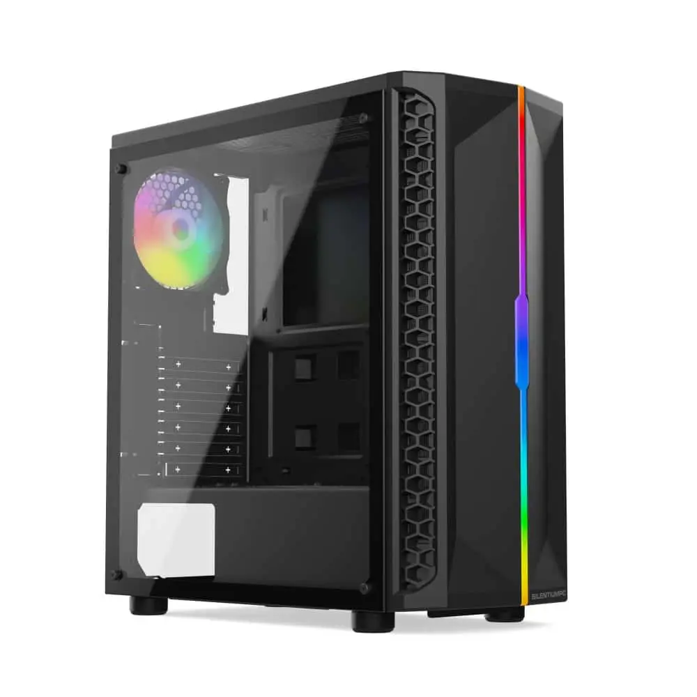 Intel I5-10400F - RTX2060 - 480GB M.2 - 16GB 3200Mhz DDR4 - RGB gaming pc behuizing voorkant met RGB-verlichting en zijpaneel