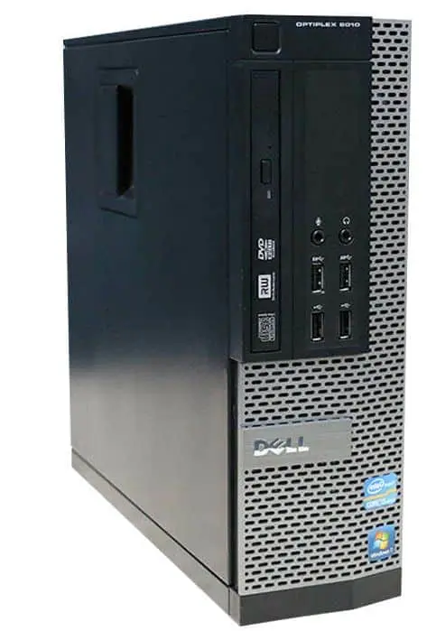 DELL OptiPlex 9010 Sff Core-i5 - voorkant met geperforeerde behuizing, USB-poorten en bedieningselementen zichtbaar