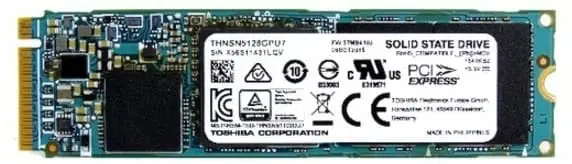 Toshiba SSD M.2 120GB internal view showing circuit board and components