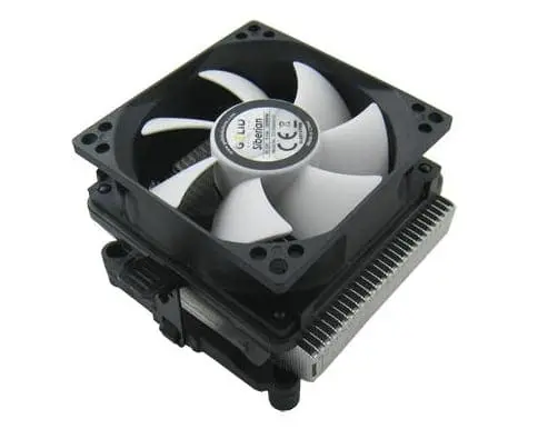 Gelid Solutions Siberian CPU cooler shown from top angle view displaying the fan and heatsink assembly