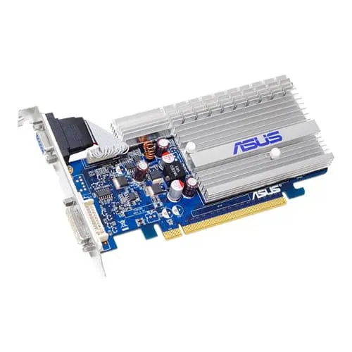 Asus EN8400GS SILENT/P/512M grafische kaart met grote aluminium koelvin, bovenaanzicht