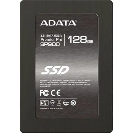 ADATA Premier Pro SP900 128GB 2.5" SATA SSD - Voorkant met productlabel en specificaties