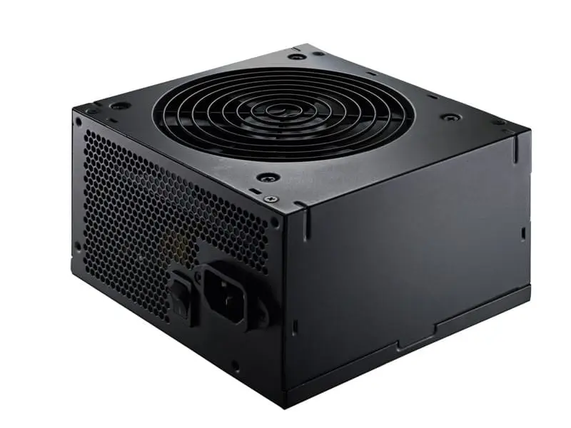 FSP FSP450-60APN(80) 450 Watt Brons Power Supply - aanzicht linkerkant met ventilator bovenkant en stroomconnector zichtbaar