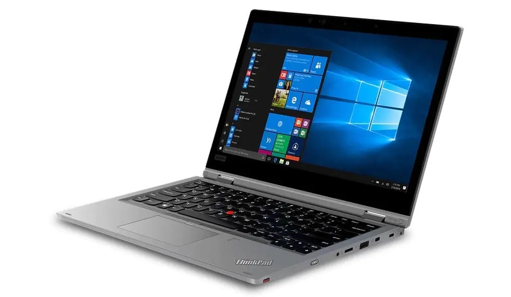 Lifebook E756 | i5 6300U | 8GB | 500GB | 15.6" - Linkerzijkant in perspectief met Windows 10 Start-menu zichtbaar op het scherm