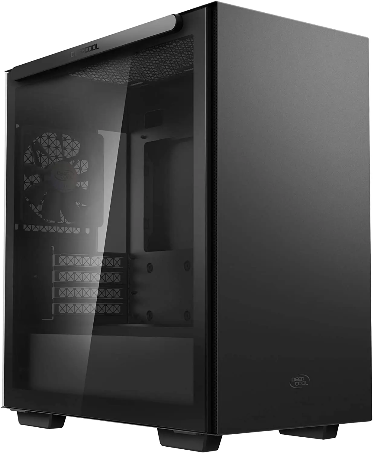 Macube 110 computerbehuizing voorzijde met tempered glass paneel en ventilatieopeningen