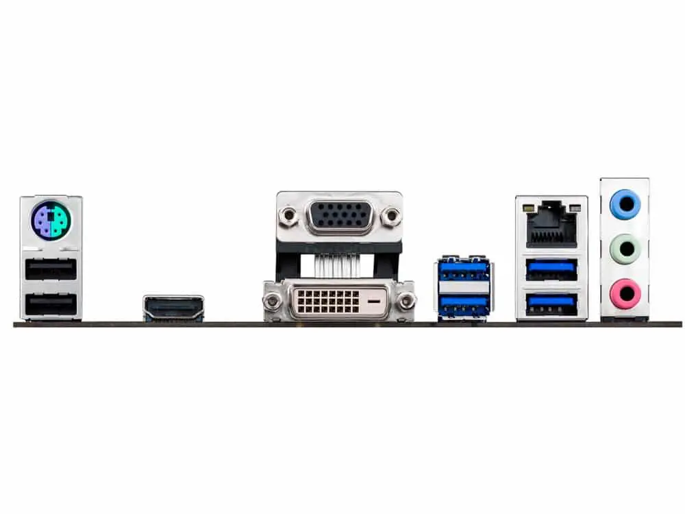 Asus H87M-Plus LGA1150 motherboard rear I/O ports and connectors arrangement view