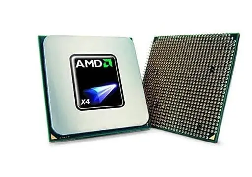 AMD Athlon II X4 620 processor shown from front and back views, displaying the labeled top side with AMD branding and the pin grid array bottom side