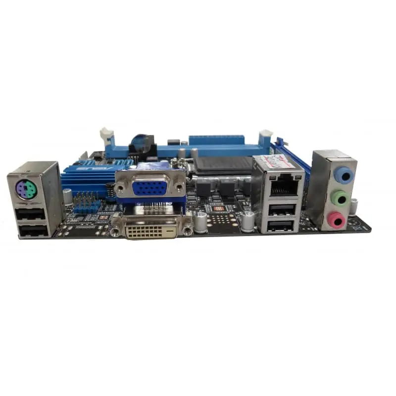 Asus P8H61-I/RM/SI socket 1155 moederbord - achterkant met I/O-paneel met USB-poorten, VGA-aansluiting, Ethernet, en audio-aansluitingen