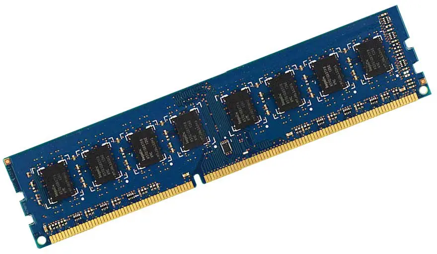 4GB DDR3L 1600Mhz Hynix (HMT451U6BFR8A-PB) RAM module shown from front view displaying blue circuit board with gold connector pins and black memory chips