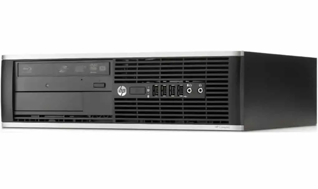 HP Compaq Elite 8200 SFF Core-i7 - vooraanzicht met optische drive, USB-poorten en HP-logo zichtbaar