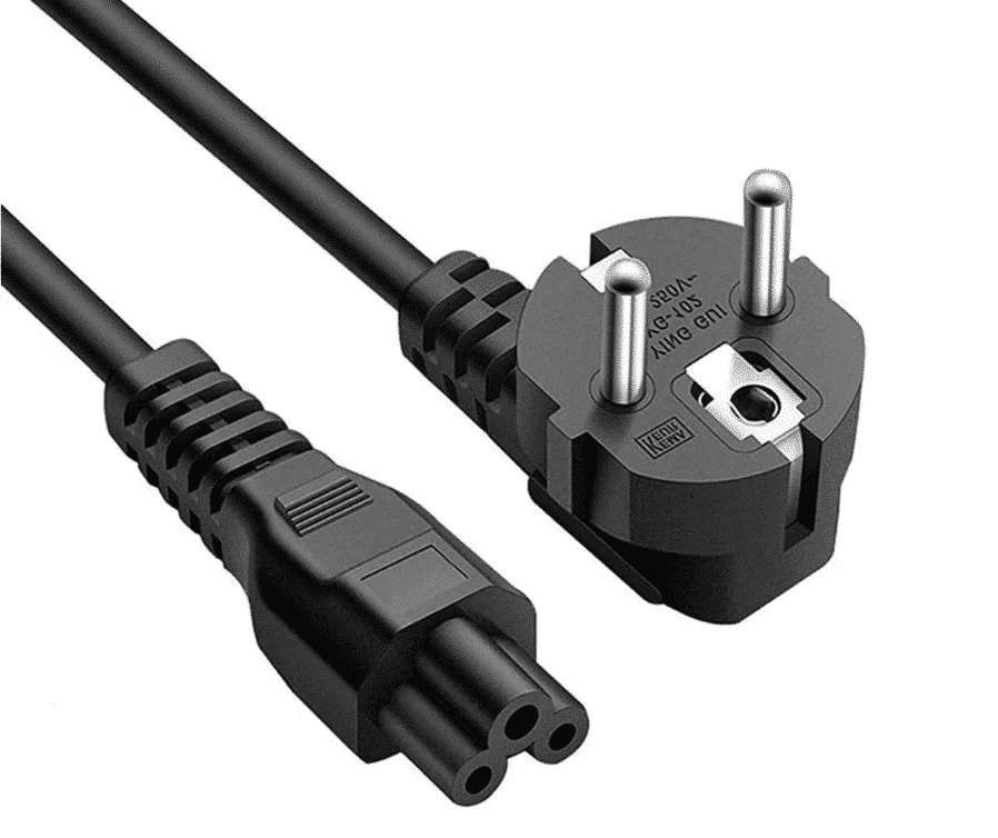 C5 (Mickey Mouse) Stoomkabel, 1.8 meter - volledig zicht op stekker en connector