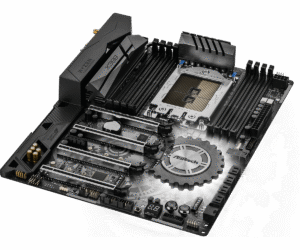 ASRock X399 Taichi moederbord bovenaanzicht met CPU-socket, RAM-slots, uitbreidingsslots en koellichamen