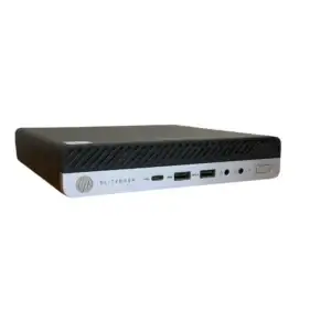 HP EliteDesk 800 G4 Mini 35W PC i3-8300t - 8GB - 512GB SSD - Windows 11, aanzicht achterkant met poorten