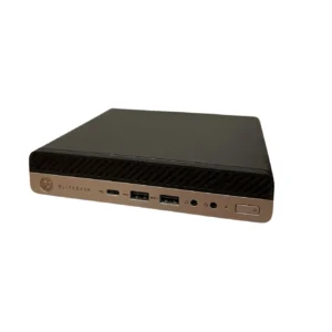 HP EliteDesk 705 G5 Mini PC Ryzen 3 Pro 3200GE - 8GB - 256GB SSD - Windows 11 Pro, aanzicht achterkant met poorten en aansluitingen zichtbaar