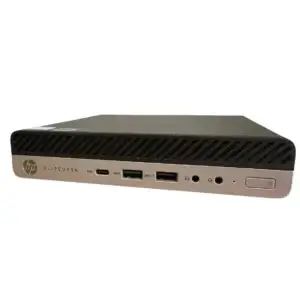 HP EliteDesk 800 G4 35W Mini PC i5-8500T - 8GB - 512GB Nvme SSD - Windows 11, voorkant met USB-poorten en aansluitingen zichtbaar