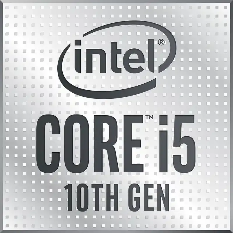 Intel Core i5-10400T 10th Gen processor logo badge on metallic surface