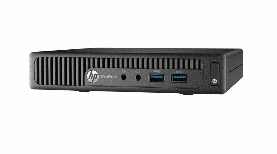 HP ProDesk 600 G1 Mini PC - voorkant met USB 3.0-poorten en power-knop