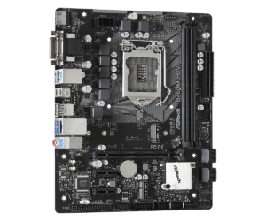 Asrock B460M-HDV LGA1200 moederbord bovenaanzicht met CPU-socket, RAM-slots, uitbreidingssloten en voedingsconnectoren