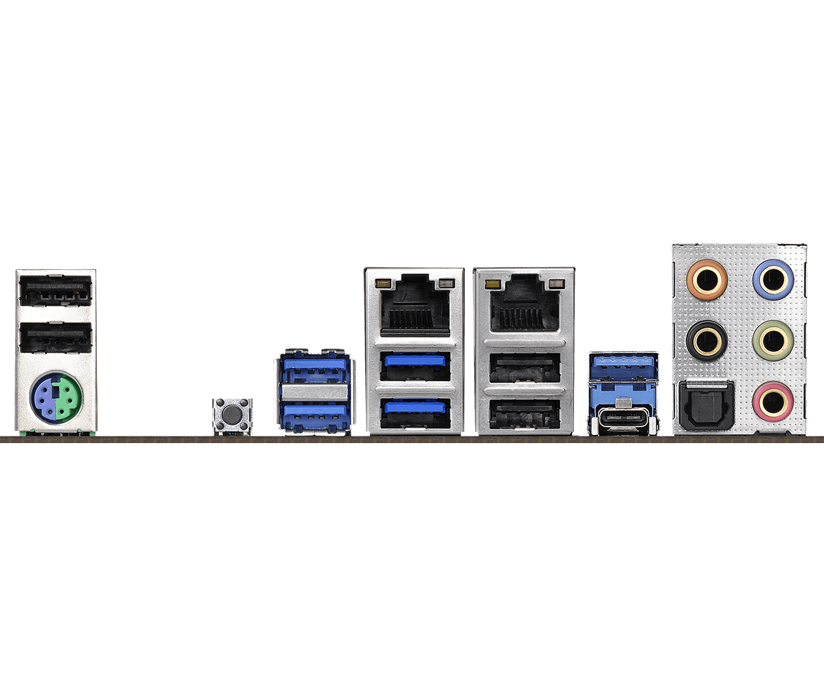 ASRock X299M Extreme4 - rear I/O panel showing USB headers, SATA ports, audio connectors, and expansion slot layout