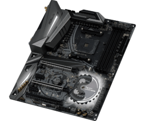 ASRock X470 Taichi Ultimate AM4 moederbord - bovenaanzicht met CPU-koeler en RAM-modules