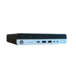 HP EliteDesk 800 G5 Mini i5-9500t - 8GB - 256GB Nvme SSD - Windows 11, voorkant met poorten zichtbaar