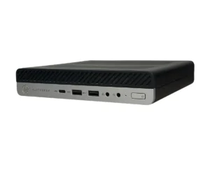 HP EliteDesk 705 G5 65W Mini PC Ryzen 5 Pro 3400GE - 8GB - 256GB - DP - VGA - Wifi - Windows 11, achterkant met poorten en aansluitingen