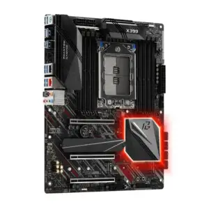 ASRock X399 Phantom Gaming 6 moederbord bovenaanzicht met TRX40-socketopstelling en rode/zwarte designaccenten