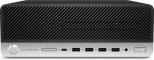 HP Elitedesk 705 G5 SFF - voorkant met USB-poorten en aanschakelingsknop zichtbaar