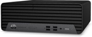 HP ProDesk 405 G6 SFF, Ryzen3 Pro 4350G, 8GB, 256GB Nvme, Windows 11 - voorkant met geventileerde behuizing en USB-poorten