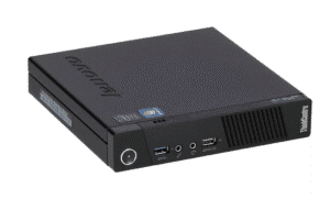 Lenovo Thinkcentre M73 Micro i5-4460t - 8GB - 128GB SSD, front view showing compact desktop computer with ports and power button