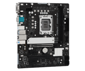 ASRock B760M-HDVP DDR5 Socket 1700 moederbord bovenaanzicht met LGA1700-sockel, DDR5-geheugenslot, stroomconnectors en uitbreidingssloten zichtbaar