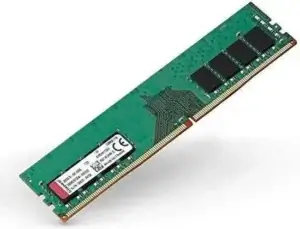 Kingston 8GB DDR4 2400Mhz RAM module shown at an angle displaying the green circuit board, black memory chips, and white label with product information