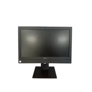 DELL OptiPlex AIO 5250 - 21,5 Inch - i5-7500 - 8GB - 256GB SSD - Wifi - W11 Pro, vooraanzicht met zwart scherm en standaard