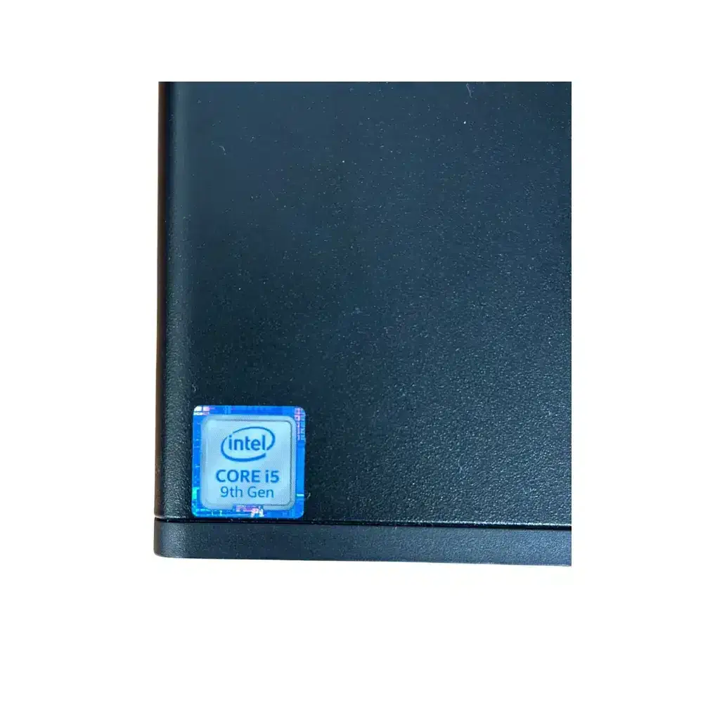 HP Prodesk 600 G5 Mini-PC i5-9500T - 8GB - 256GB SSD - Win11, achterkant met zichtbare Intel Core i5 sticker