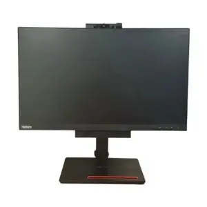Lenovo ThinkCentre M70q Gen3 with TIO24 Gen 4 monitor - front view showing black widescreen display with stand and integrated camera