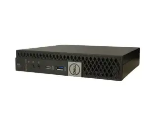 Dell Optiplex 7070 Mini PC i5-8500T - 8GB - 256GB NvmeSSD - Wifi - Windows 11, voorzijde met USB-poorten en aan/uitknop