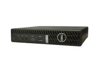 Dell Optiplex 7090 Mini PC i5-11500T - 16GB - 256GB NvmeSSD - Windows 11, voorkant met poorten en Dell-logo