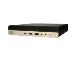 HP EliteDesk 800 G5 Mini i7-9700t - 8GB - 512GB Nvme SSD - Windows 11, voorkant met poorten en bedieningselementen zichtbaar