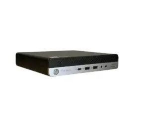 HP Prodesk 600 G4 Mini PC i5-8500T - 8GB - 256GB NvmeSSD - Windows 11, bovenaanzicht met zichtbare aansluitingen aan voorzijde