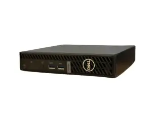 Dell Optiplex 7010 Mini PC i5-13500T - 8GB - 256GB NvmeSSD - Wifi - Windows 11, vooraanzicht met Dell-logo zichtbaar