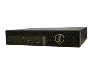 Dell Optiplex 7020 Mini PC i5-14500T - 8GB - 512GB NvmeSSD - Wifi - Windows 11, vooraanzicht met USB-poorten en Dell-logo zichtbaar