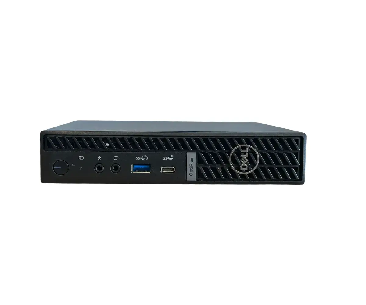 Dell Optiplex 7020 Mini Plus PC i5-14500 - 16GB - 512GB NvmeSSD - Wifi - Windows 11, front view showing ports and Dell logo