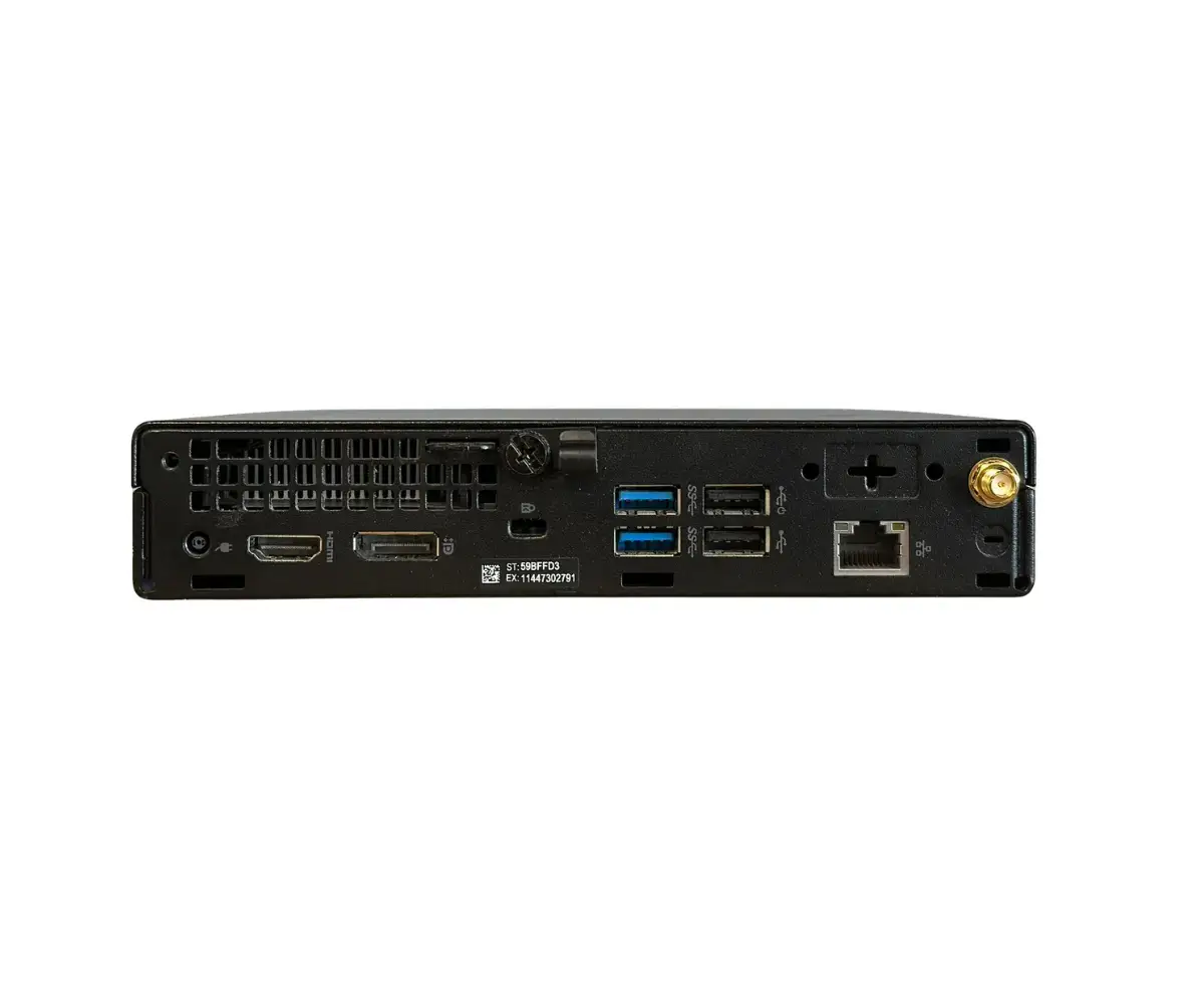 Dell Optiplex 3080 Mini PC achterkant met poorten - i5-10500T, 8GB, 256GB NvmeSSD, Wifi, Windows 11