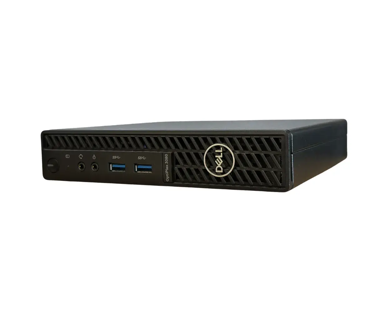 Dell Optiplex 3080 Mini PC i5-10500T - 8GB - 256GB NvmeSSD - Wifi - Windows 11, voorkant met poorten zichtbaar