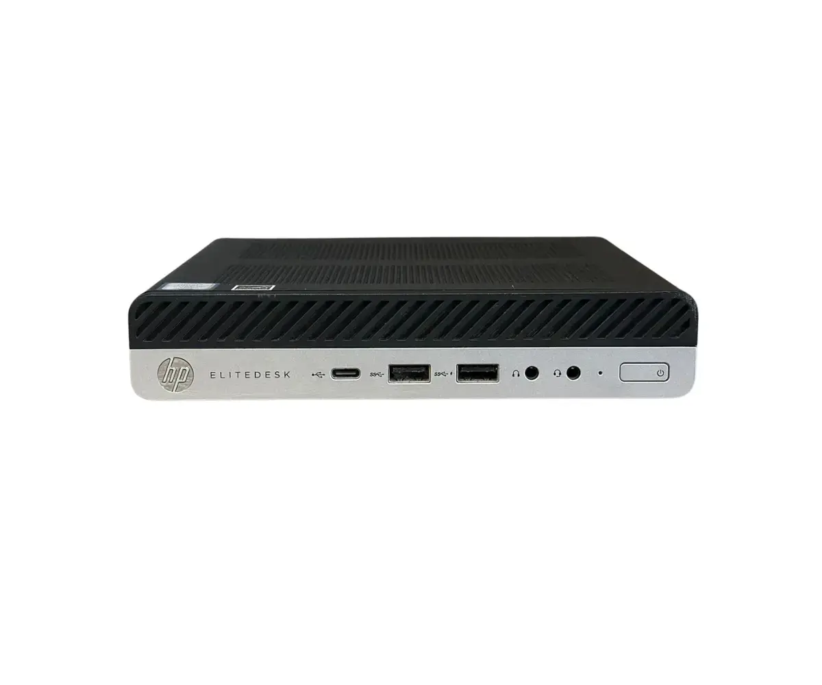 HP Elitedesk 800 G4 65W Mini PC i5-8500 - 8GB - 256GB Nvme SSD - Wifi - Windows 11, bovenaanzicht met zichtbare aansluitingen aan de achterzijde