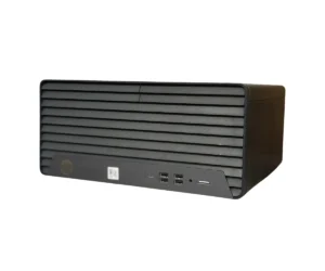 HP Prodesk 600 G6 MT desktop computer met geventileerde behuizing, voorkant met USB-poorten en aan/uit-knop zichtbaar
